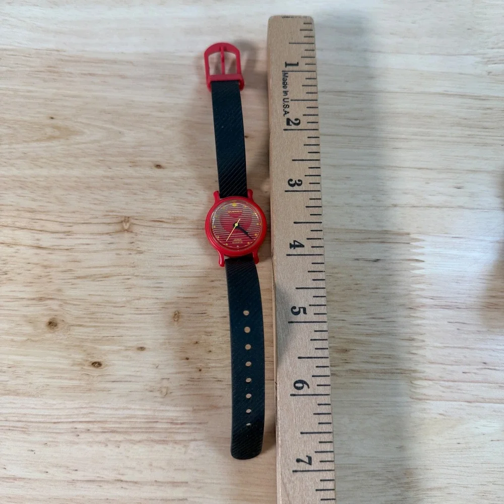 Vintage Quemex Japan Quartz Watch Red Resin Black Strap New Old Stock 80s 90s